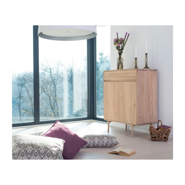 Komoda z litego drewna dębowego z szufladą Gazzda Fawn-image-1