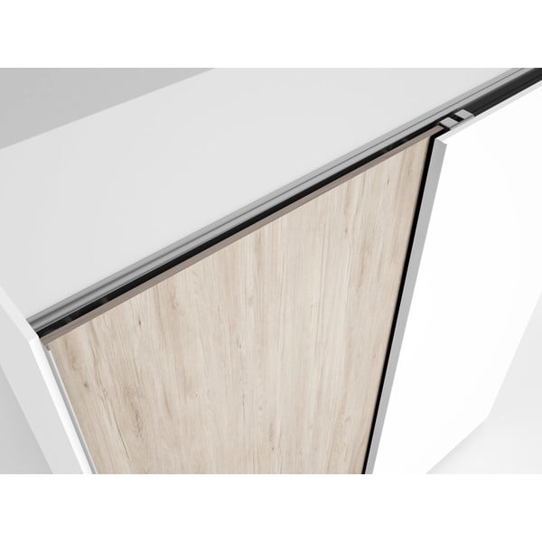 Biała szafa w dekorze dębu z drzwiami przesuwnymi 182x200 cm Sahara – Marckeric-image-3