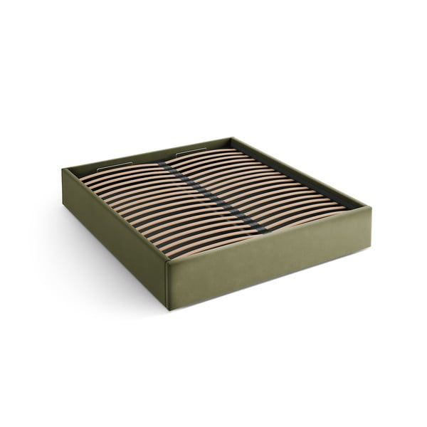 Zielone tapicerowane łóżko dwuosobowe ze schowkiem/bez zagłówka ze stelażem 180x200 cm Susan – Micadoni 