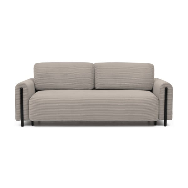 Jasnobrązowa sztruksowa rozkładana/ze schowkiem sofa 244 cm Arcadova – ELTAP