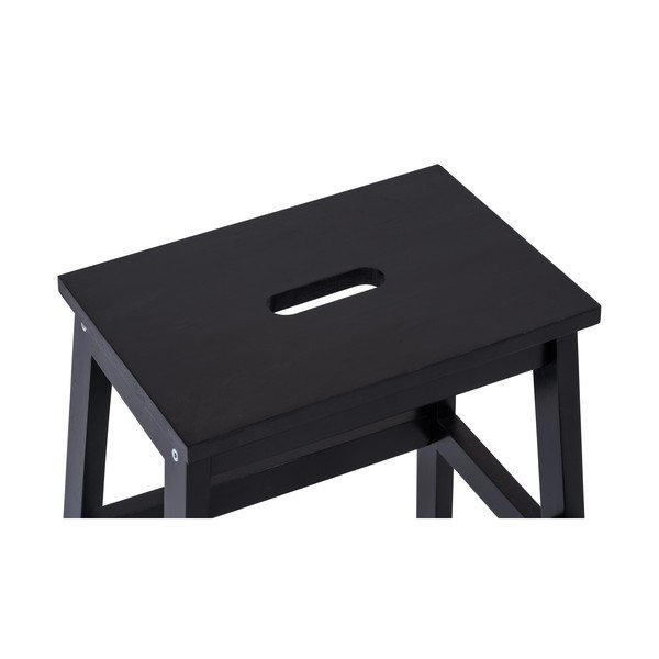 Czarny stołek z drewna kauczukowego ze schodkiem Corg – Bonami Selection-image-4
