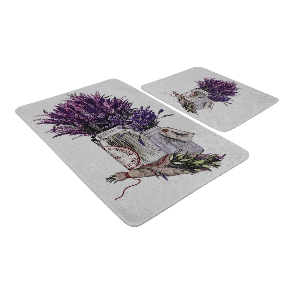 Fioletowo-jasnoszare dywaniki łazienkowe zestaw 2 szt. 60x100 cm Purpura – Foutastic (zdjęcie 6)