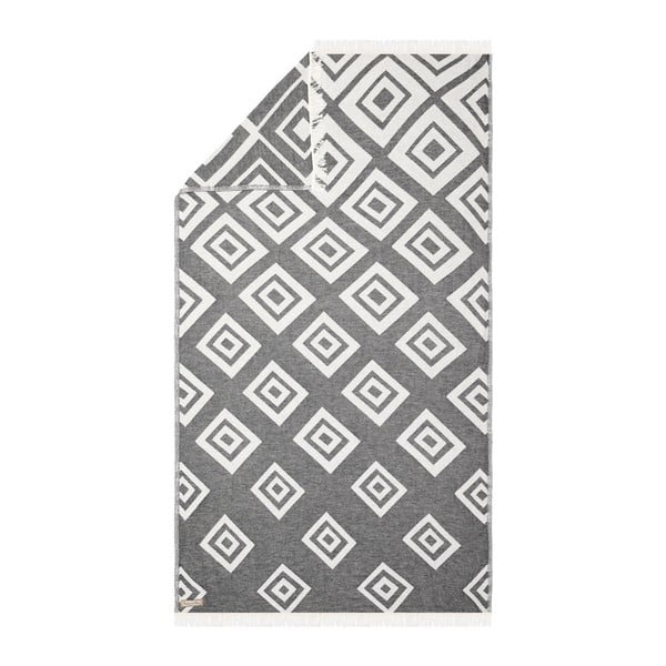 Czarno-biały ręcznik hammam Begonville Jumbo, 175x90 cm