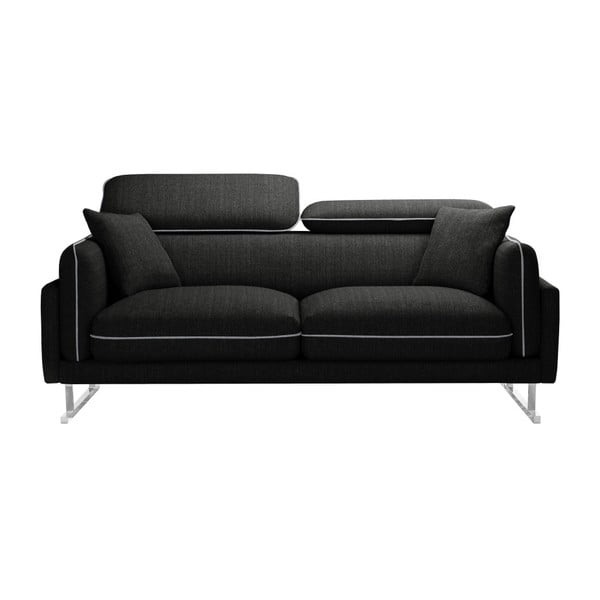 Czarna sofa 2-osobowa z szarym wykończeniem L'Officiel Gigi