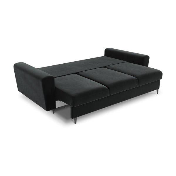 Ciemnoszara aksamitna rozkładana sofa ze schowkiem 235 cm Kyoto – Cosmopolitan Design-image-2