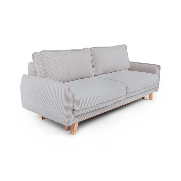 Jasnoszara sztruksowa rozkładana/ze schowkiem sofa 218 cm Tori – Bonami Selection-image-1