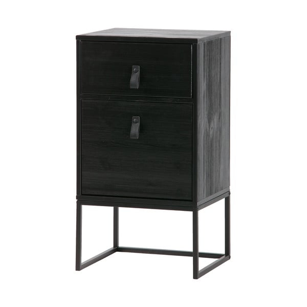 Czarna szafka nocna z szufladą i drzwiczkami WOOOD Zola-image-2