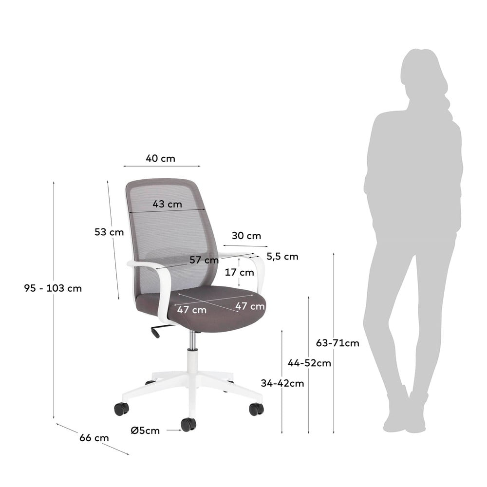 Szare krzesło biurowe Kave Home Melva (zdjęcie 8)