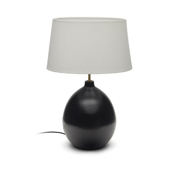 Czarno-biała lampa stołowa z tekstylnym kloszem (wysokość 72 cm) Foixa – Kave Home