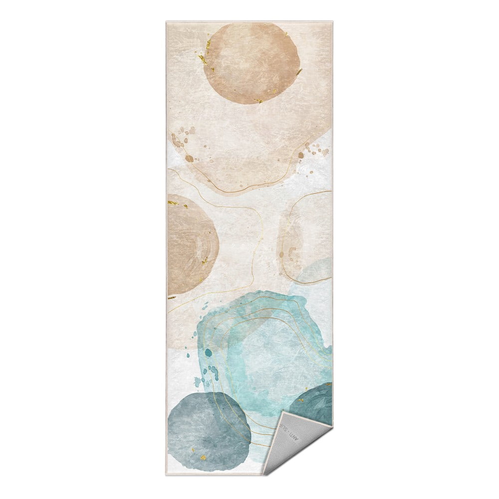 Kremowo-turkusowy chodnik odpowiedni do prania 80x200 cm Puddle – Mila Home