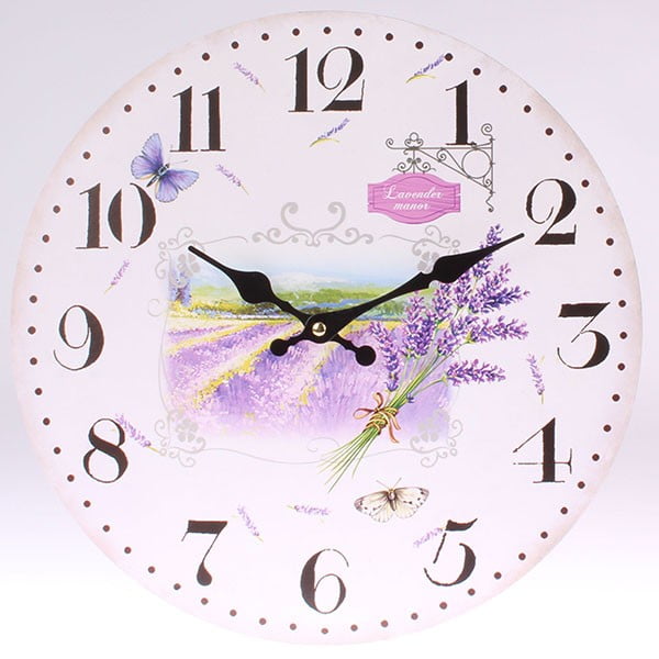 Zegar drewniany Lavender Manor, 34 cm