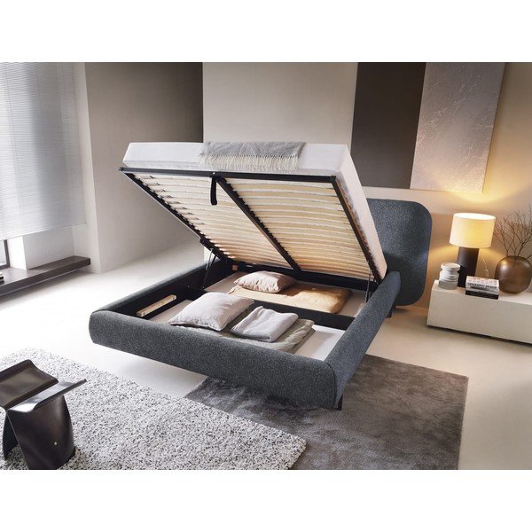 Niebieskie tapicerowane łóżko dwuosobowe ze schowkiem ze stelażem 140x200 cm Pointt – ELTAP-image-2