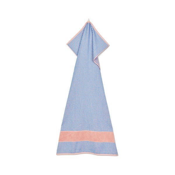Niebiesko-różowy ręcznik kąpielowy z bawełny organicznej frotte 70x140 cm Check – JUNA-image-3