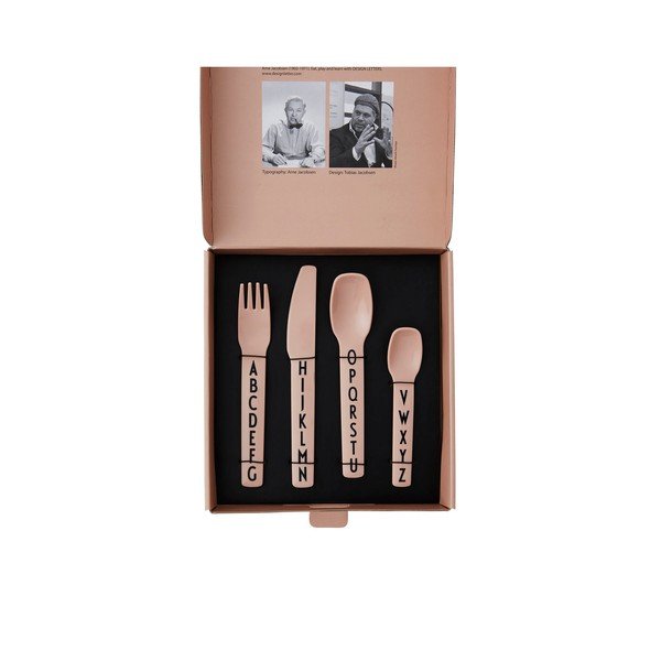 4-częściowy zestaw różowych sztućców dla dzieci Design Letters-image-3