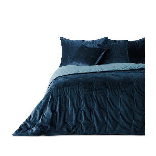 Niebieska aksamitna narzuta jednoosobowa DecoKing Daisy, 210x170 cm-image-4