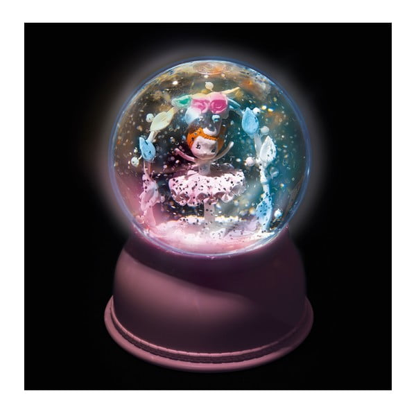 Rożowa lampka nocna w formie kuli śnieżnej Djeco Lila-image-2