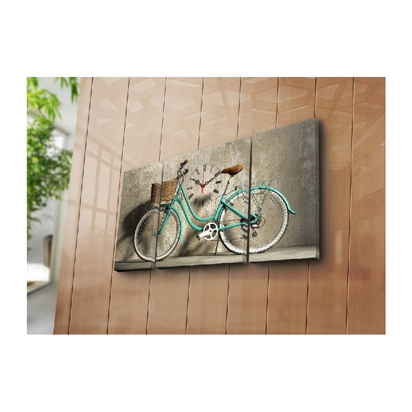 Wieloczęściowy obraz z zegarem Rower, 84x45 cm-image-2