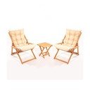 Kremowy zestaw mebli ogrodowych z litego drewna bukowego dla 2 osób – Floriane Garden