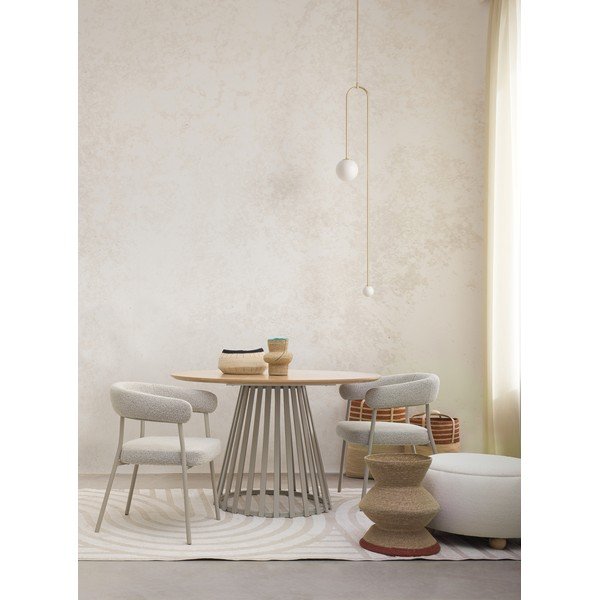 Kremowy puf z materiału bouclé Irisha – Bizzotto-image-1