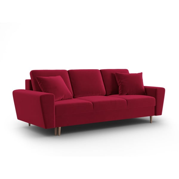 Czerwona aksamitna rozkładana sofa ze schowkiem 235 cm Kyoto – Cosmopolitan Design-image-1
