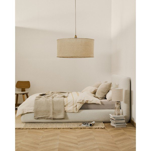 Beżowe tapicerowane łóżko dwuosobowe bez stelaża 160x200 cm Martina – Kave Home-image-1