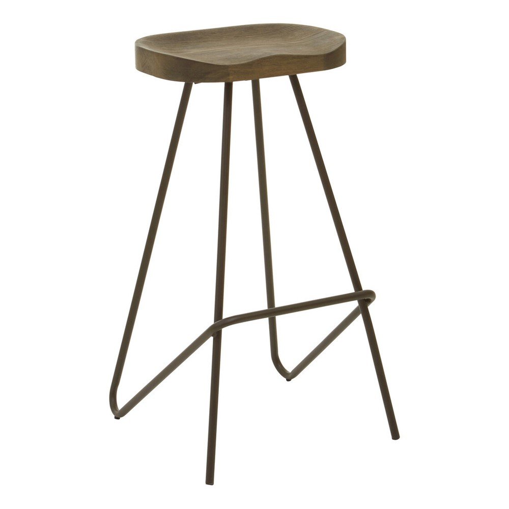 Brązowy/w naturalnym kolorze hoker z litego drewna wiązu (wysokość siedziska 78 cm) District – Premier Housewares