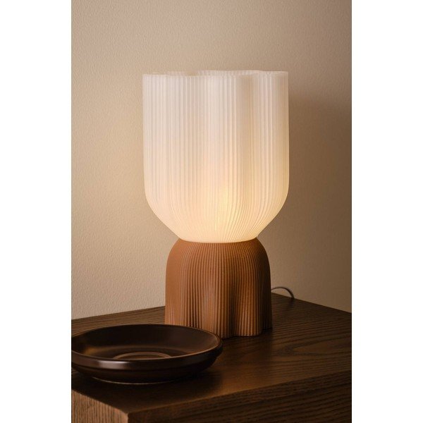 Biała/brązowa plastikowa lampa stołowa (wysokość 27 cm) Camier – Jotex-image-1