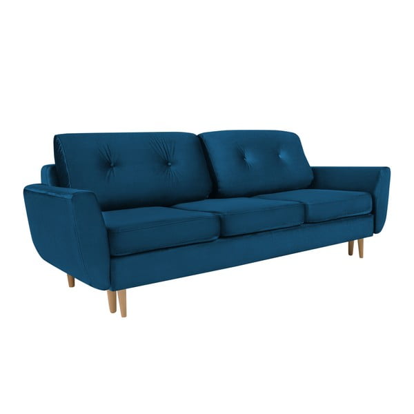 Niebieska rozkładana sofa 3-osobowa ze schowkiem Mazzini Sofas Silva