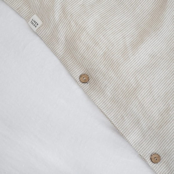 Białbeżowa lniana pościel dwuosobowa 200x200 cm – Linen Tales-image-3