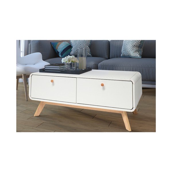 Biała szafka pod TV 100x40 cm Cassie – Støraa-image-4