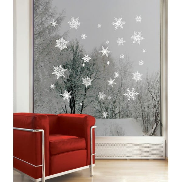 Zestaw 30 naklejek świątecznych Fanastick Christmas White Flakes