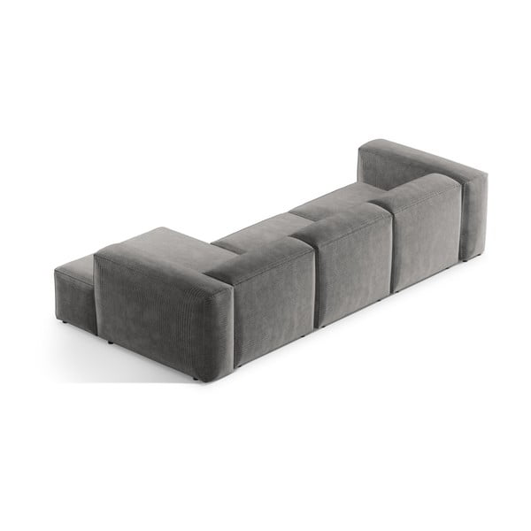 Jasnoszary sztruksowy narożnik (prawostronny/z szezlongiem) Bergamo – Cosmopolitan Design-image-4