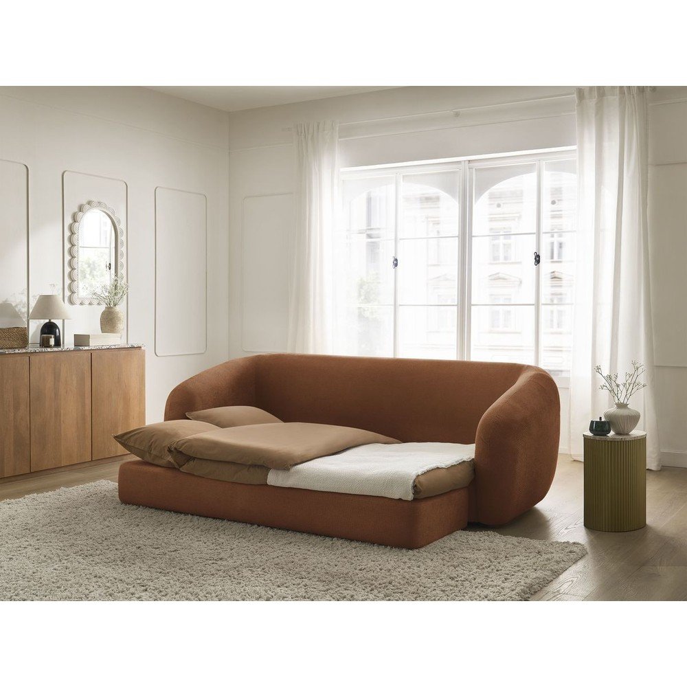 Pomarańczowa rozkładana sofa z tkaniny szenilowej 228 cm Neyo – Bobochic Paris (zdjęcie 3)