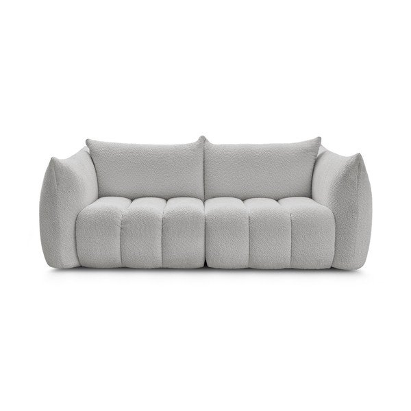 Jasnoszara sofa z materiału bouclé 234 cm Azra – Bobochic Paris