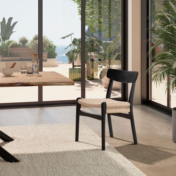 Czarne krzesła zestaw 2 szt. z litego drewna kauczukowego Biel – MOME-image-1