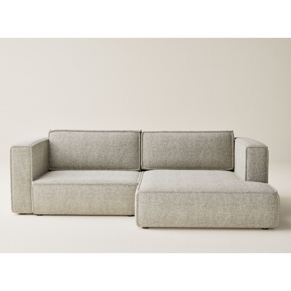 Beżowy rozkładany/ze schowkiem narożnik z tkaniny szenilowej (prawostronny/z szezlongiem) Velto – Maison de Rêve-image-2