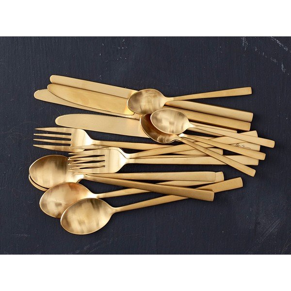 Stalowe sztućce w kolorze mosiądzu 16 szt. Brass – Bitz-image-3