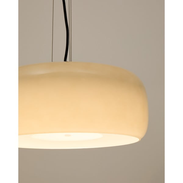 Szarobeżowa lampa wisząca LED ze szklanym kloszem ø 38 cm Reig – Kave Home-image-1