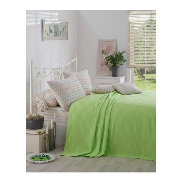 Zielona narzuta na łóżko Kare Orgu, 200x 234 cm