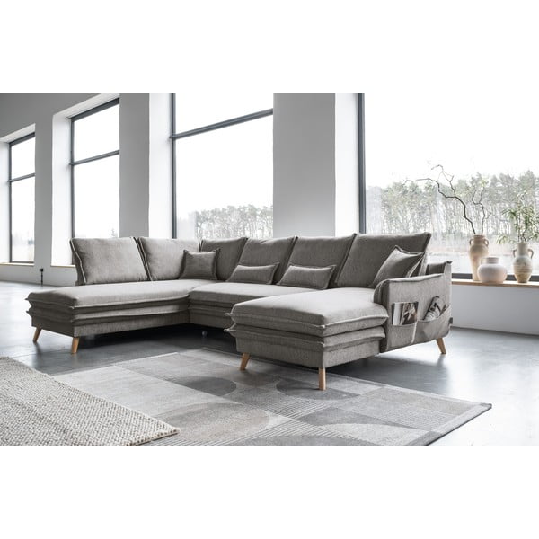 Szary rozkładany narożnik (lewostronny/w kształcie litery U) Charming Charlie – Miuform-image-3