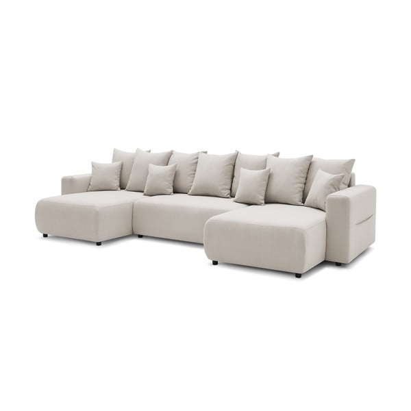 Jasnobeżowa sofa rozkładana w kształcie litery U Envy – Bobochic Paris-image-3