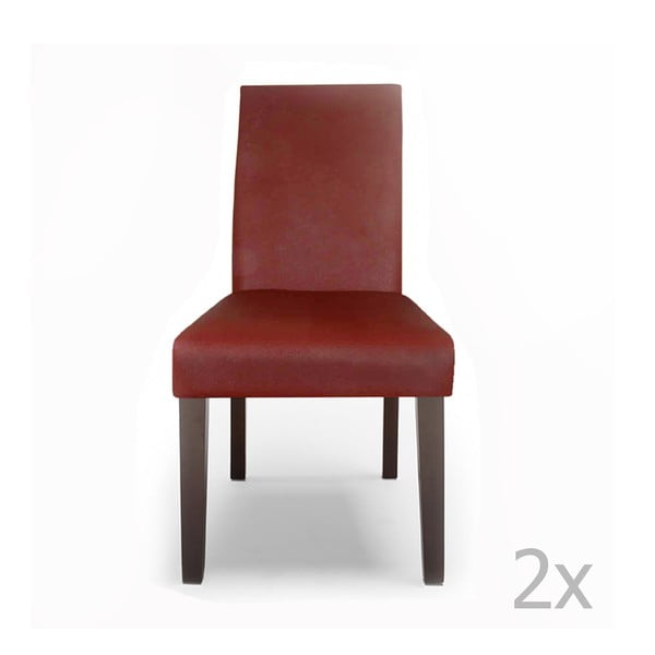 Zestaw 2 czerwonych krzeseł skórzanych SOB