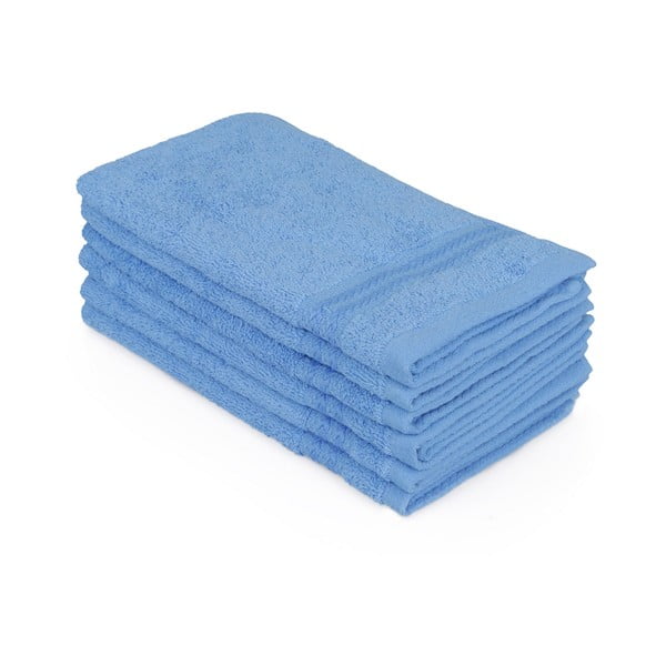 Zestaw 6 niebieskich ręczników łazienkowych, 50x30 cm