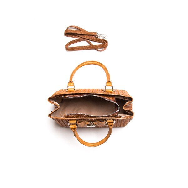 Torebka skórzana Bow Cognac-image-3