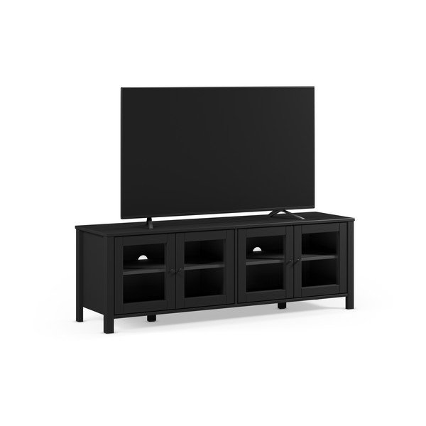 Czarna szafka pod TV z litego drewna sosnowego 150x50x40 cm Alessandra – Marckeric-image-2