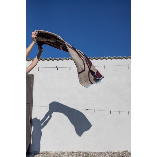 Bordowo-szarobeżowy ręcznik kąpielowy z bawełny organicznej frotte 70x133 cm Nova Arte  – Mette Ditmer Denmark-image-4