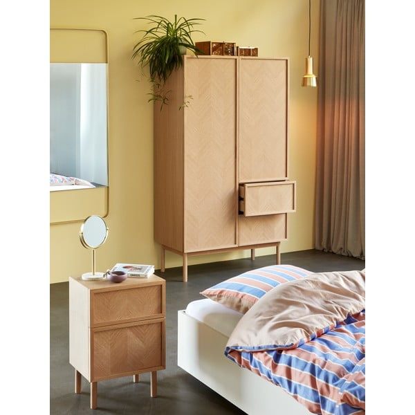 Szafka nocna z litego drewna dębowego Herringbone – Hübsch-image-3