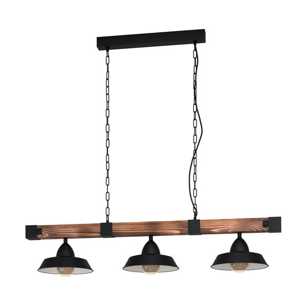 Czarno-naturalna lampa wisząca z metalowym kloszem OLDBURY – EGLO