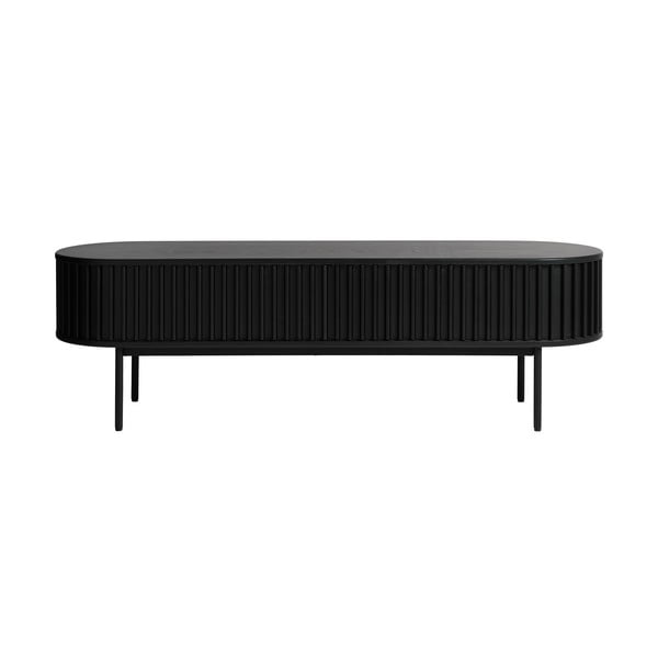 Czarna szafka pod TV w dekorze dębu 48x160 cm Siena – Unique Furniture