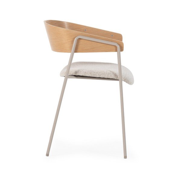 Jasnoszare/w naturalnym kolorze tapicerowane fotele jadalniane zestaw z podłokietnikami 2 szt. Cora – MOME-image-4